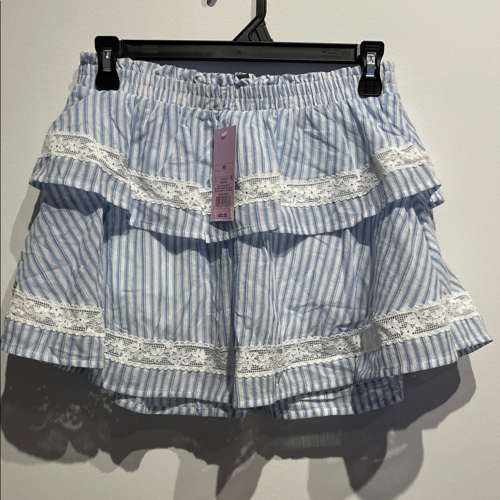 Wild Fable Women’s Tiered Lace Trim Mini a-Line Skort Light Blue XS NWT - Picture 1 of 5